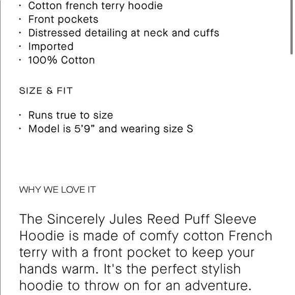 NWT Sincerely Jules for Bandier The Reed Puff Sleeve Hoodie Whisper Pink Tie Dye - Picture 6 of 7